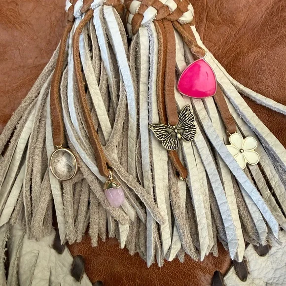 Boho Chic Fringed Leather and Suede Hobo Bag - Picture 2 of 6